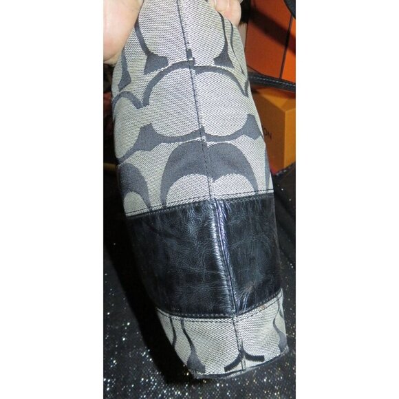 Coach 2008 Cursive Creed Limited Edition Signature Stripe Canvas & Leather Tote - Picture 3 of 11
